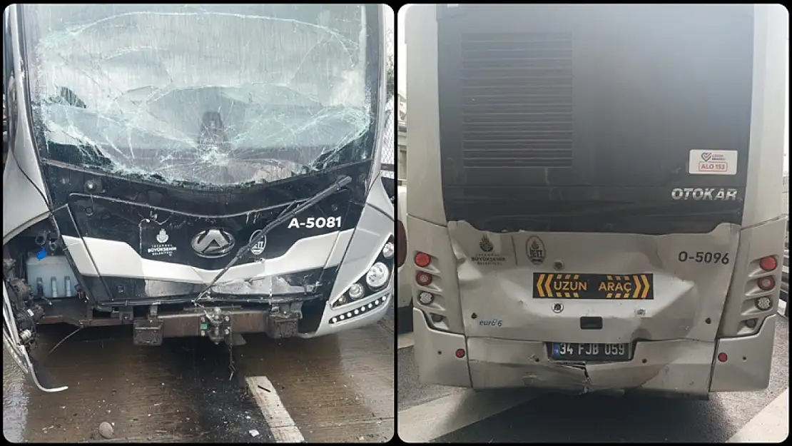 Sabah saatlerinde korkutan kaza: 2 metrobüs çarpıştı!