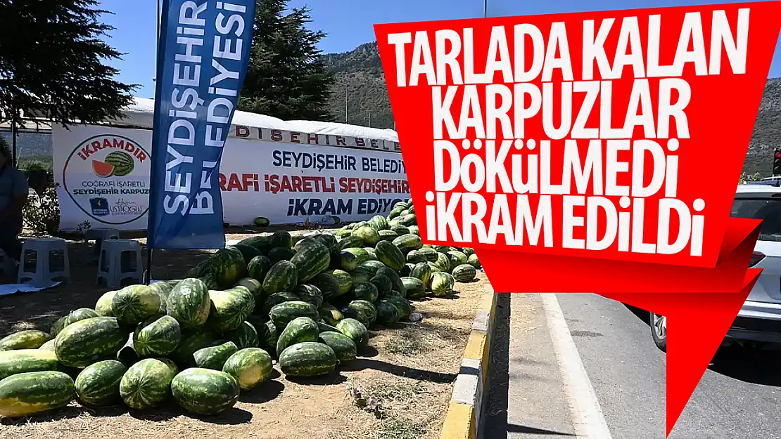 Tarlada kalan karpuzlar vatandaşa ikram edildi