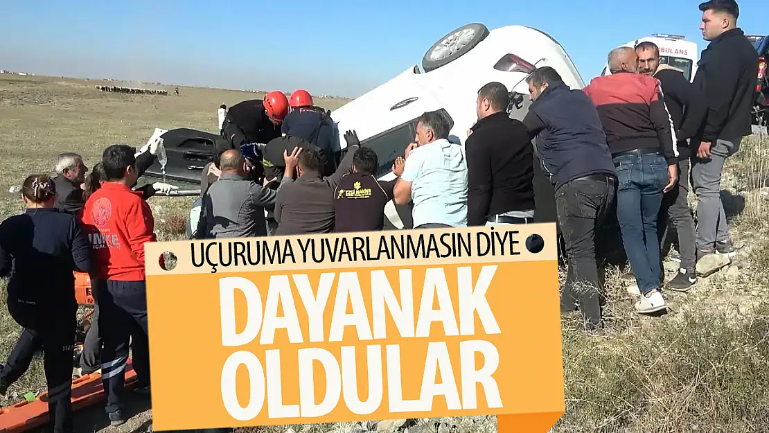 uçuruma yuvarlanmasın diye canlarını tehlikeye attılar