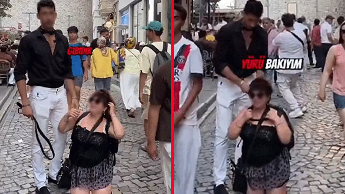 Utanç veren görüntüler! Kadına tasma takıp dolaştırdı