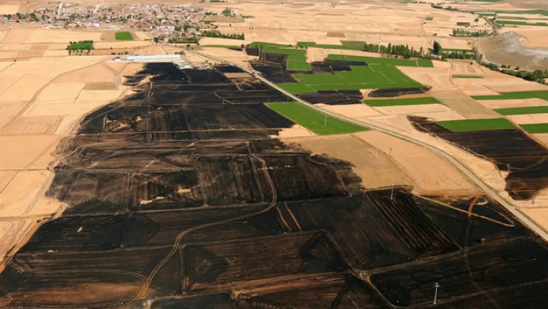 Yangında kül olan 800 dekar havadan görüntülendi!