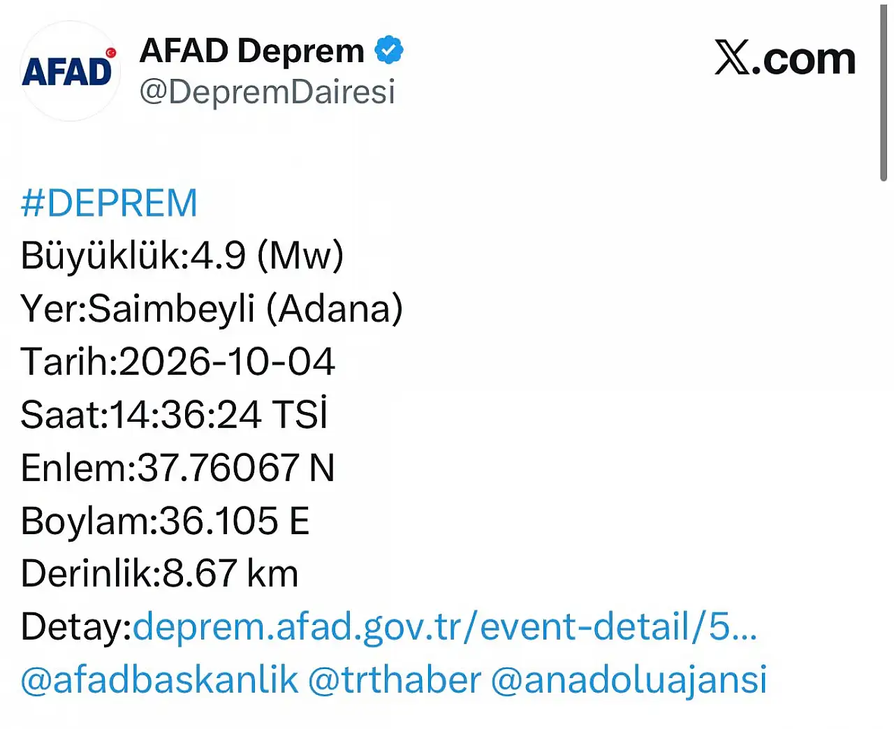 Adana'da korkutan deprem!