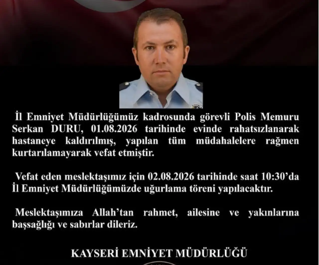 Polis memuru Serkan Duru'dan acı haber!