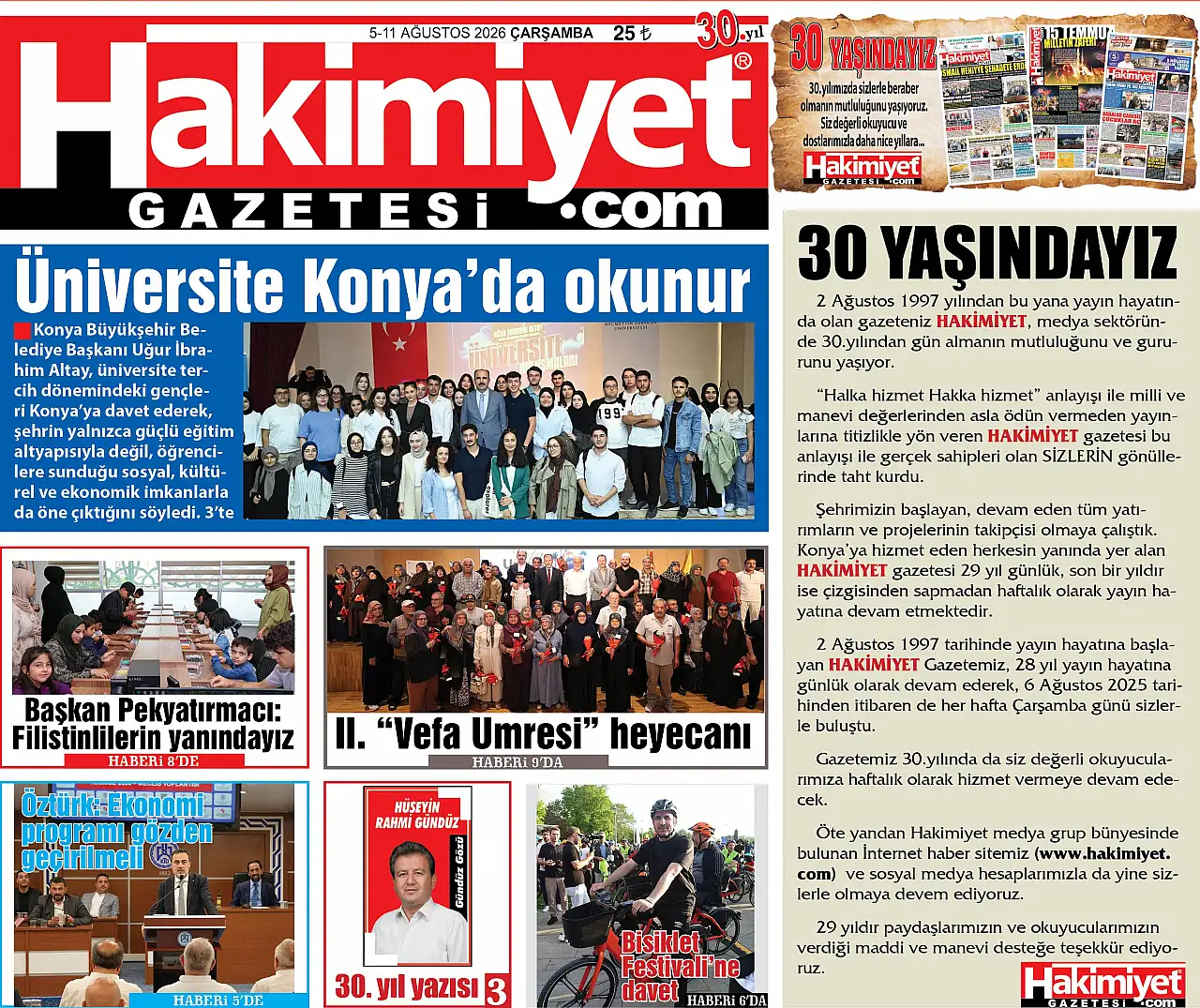 Hakimiyet Gazetesi 30. yılına gururla girdi: Bölge'nin sesi olmaya devam ediyor