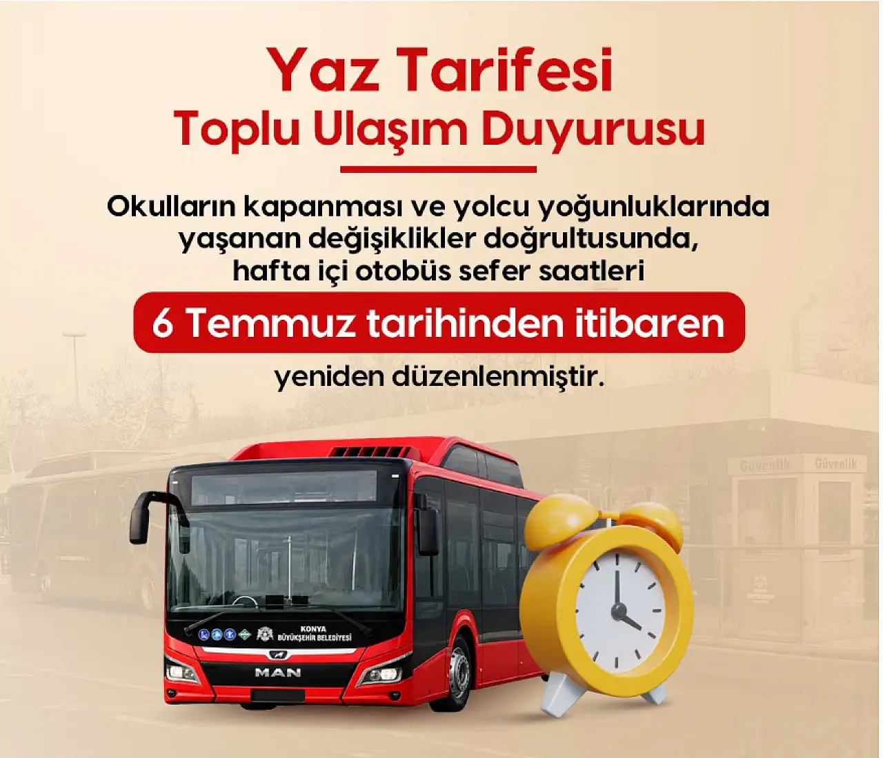 Konya'da toplu taşımaya uzun süreli düzenleme!