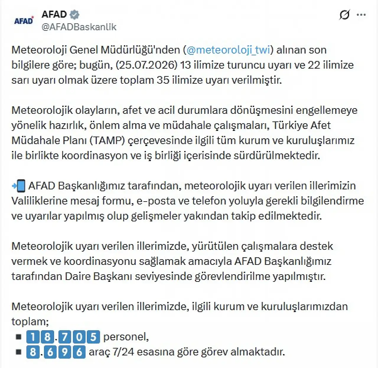35 ilde sarı ve turuncu alarm! Konya için de tedbirler artırıldı