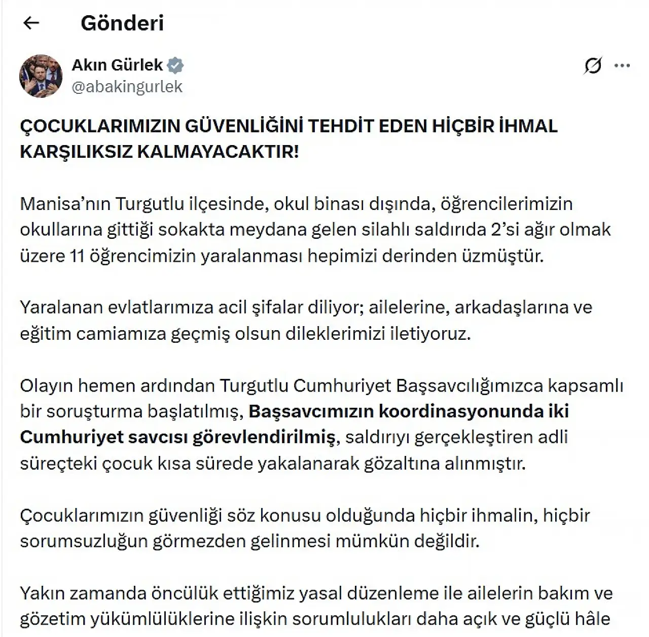 Manisa'daki silahlı saldırıya ilişkin soruşturmada yeni gelişme: Bakan Gürlek detayları açıkladı