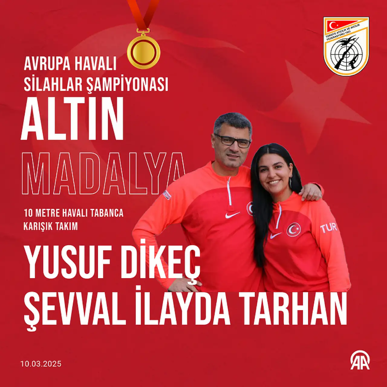 Milli Atıcılar Yusuf Dikeç ve Şevval İlayda Tarhan Avrupa şampiyonu oldu