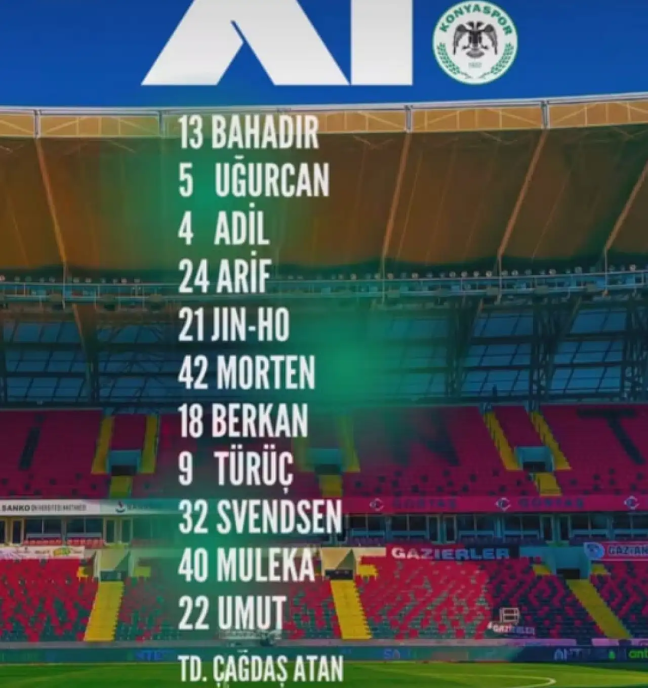TÜMOSAN Konyaspor'un Gaziantep FK karşısındaki ilk 11'i belli oldu