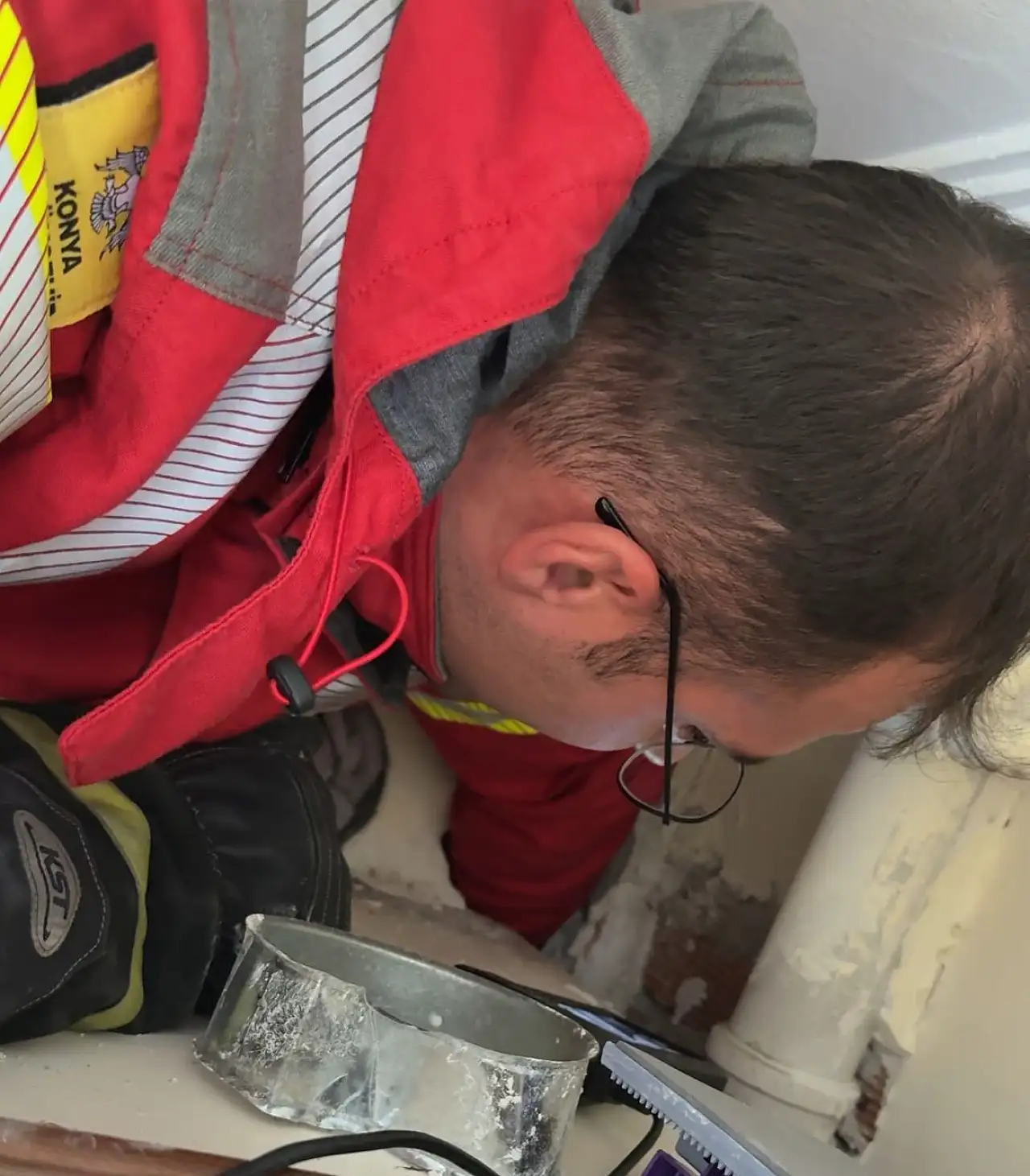 Konya Selçuklu'da bacadan gelen sesler ekipleri alarma geçirdi