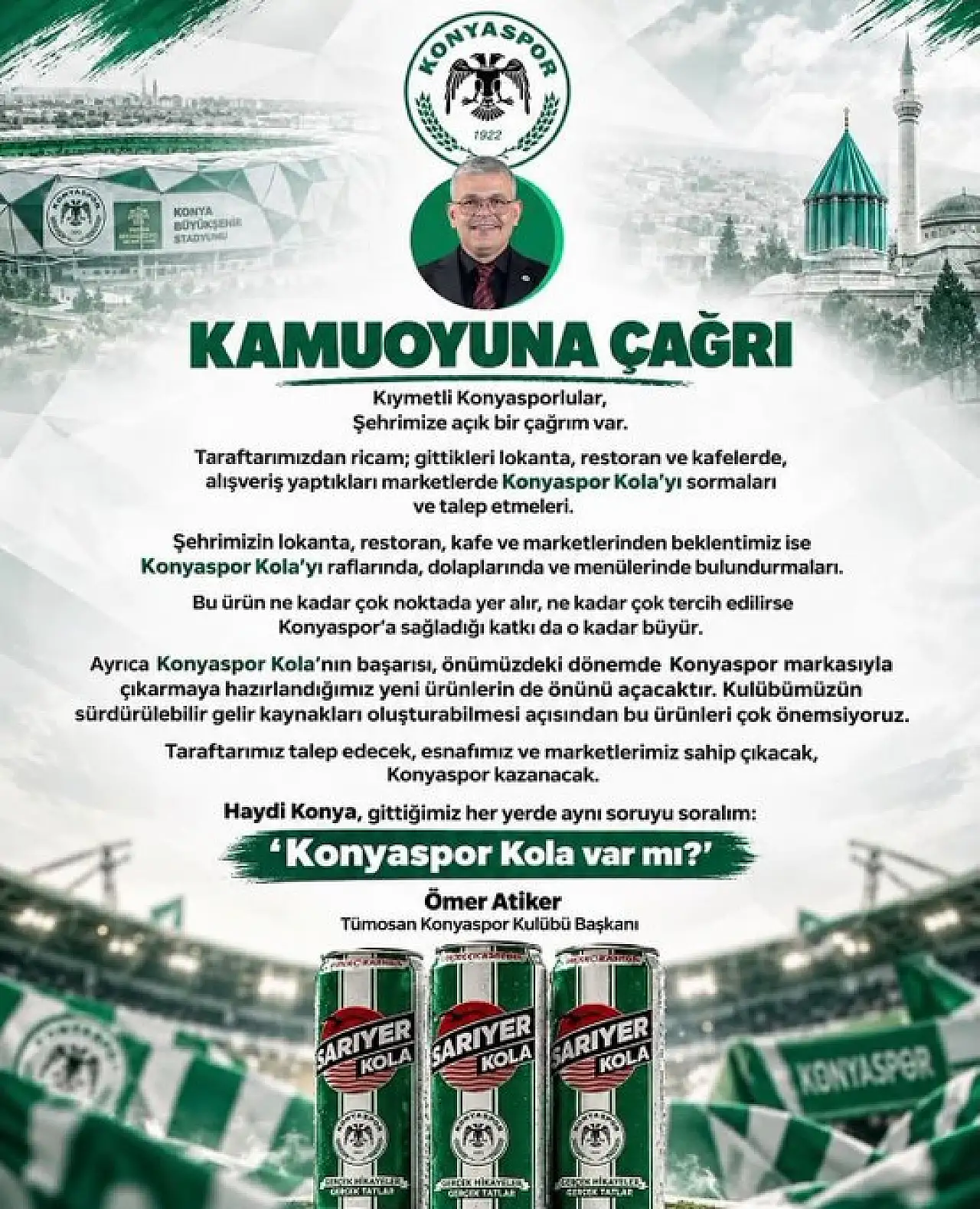 KONYASPOR'A DESTEK İÇİN ŞİMDİ SIRA ESNAF VE TARAFTARDA!