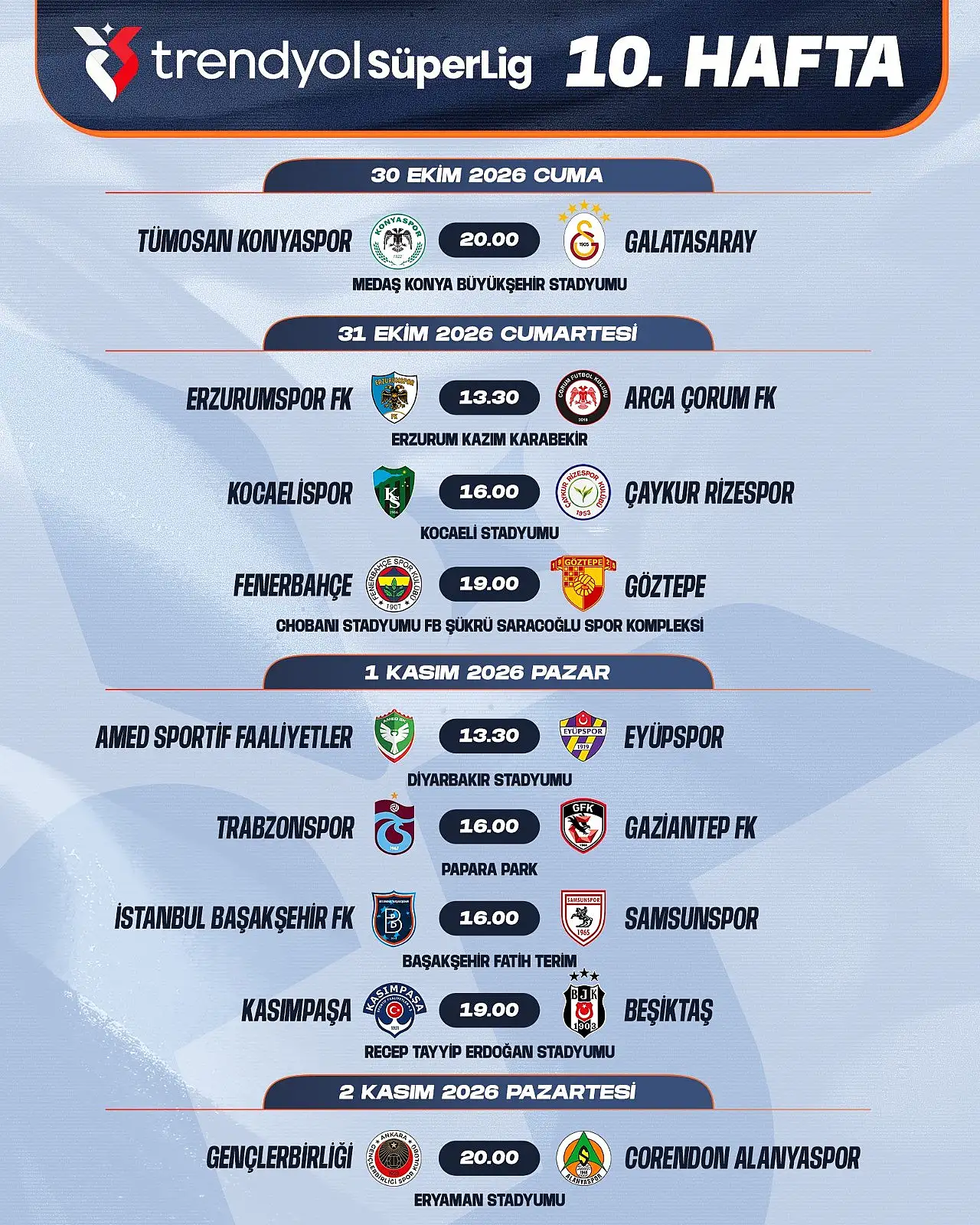 Konyaspor'un 7-16. hafta maç programı belli oldu