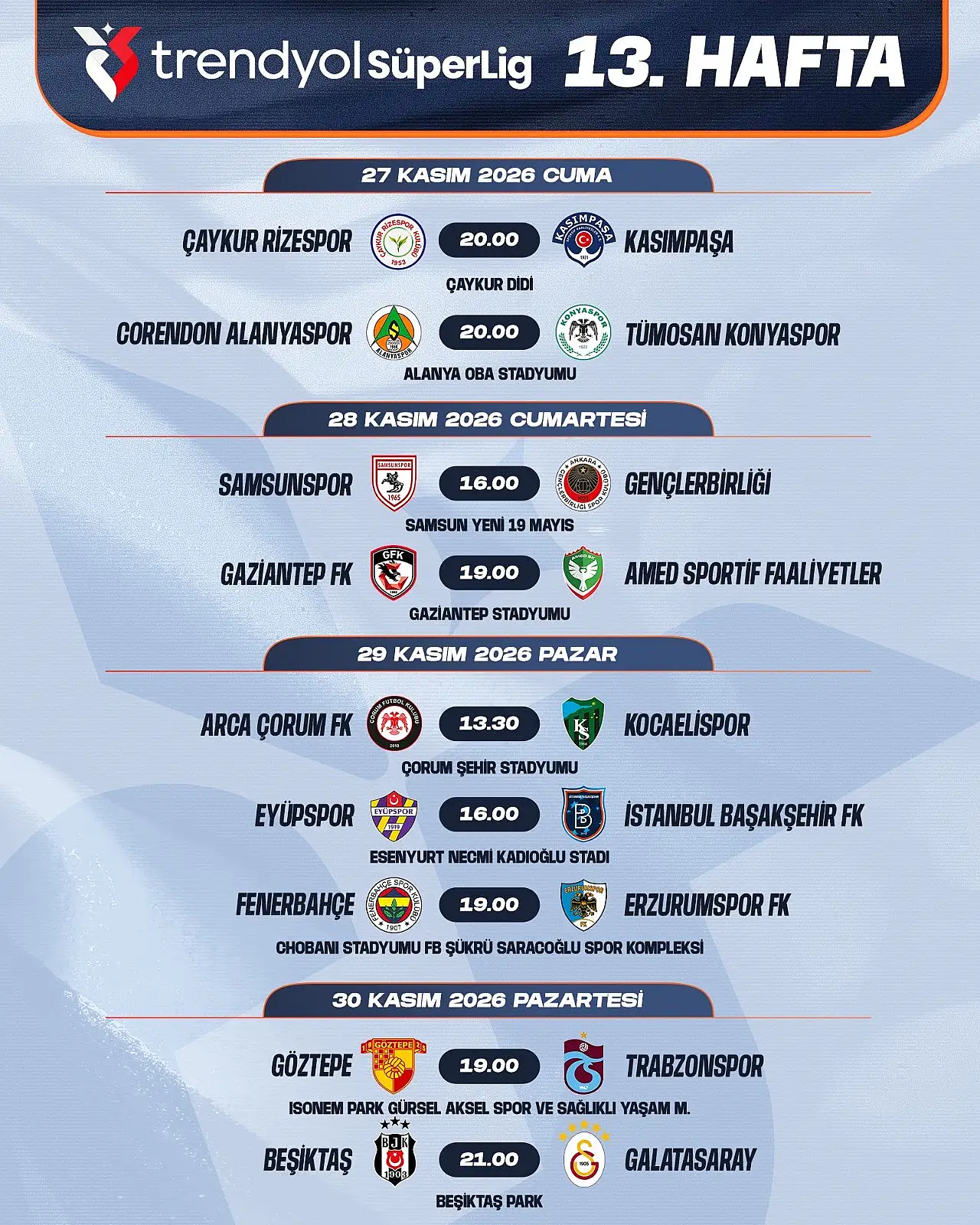 Konyaspor'un 7-16. hafta maç programı belli oldu