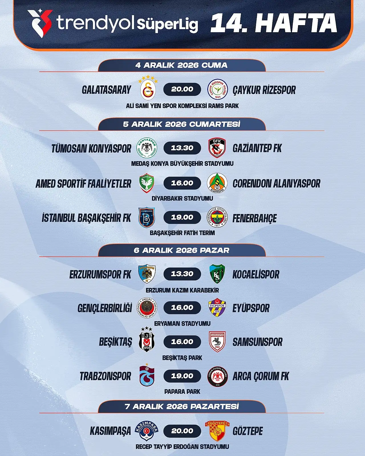 Konyaspor'un 7-16. hafta maç programı belli oldu