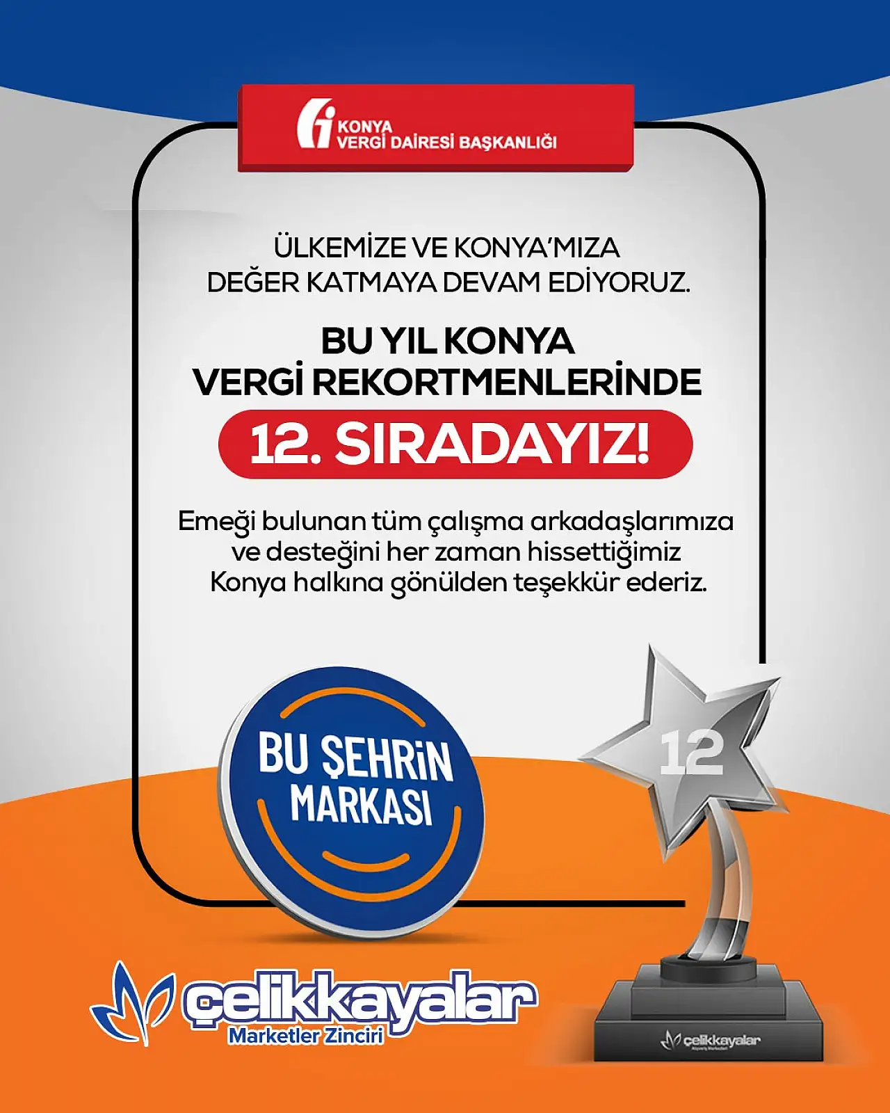Çelikkayalar ve Yönetim Kurulu Başkanı Ali Kaya, Konya'nın vergi rekortmenleri arasında