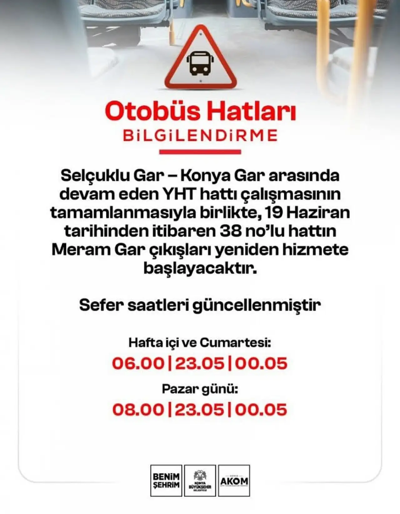 Konya'da otobüs seferlerinde düzenleme: Meram Gar'dan otobüs seferleri başlıyor