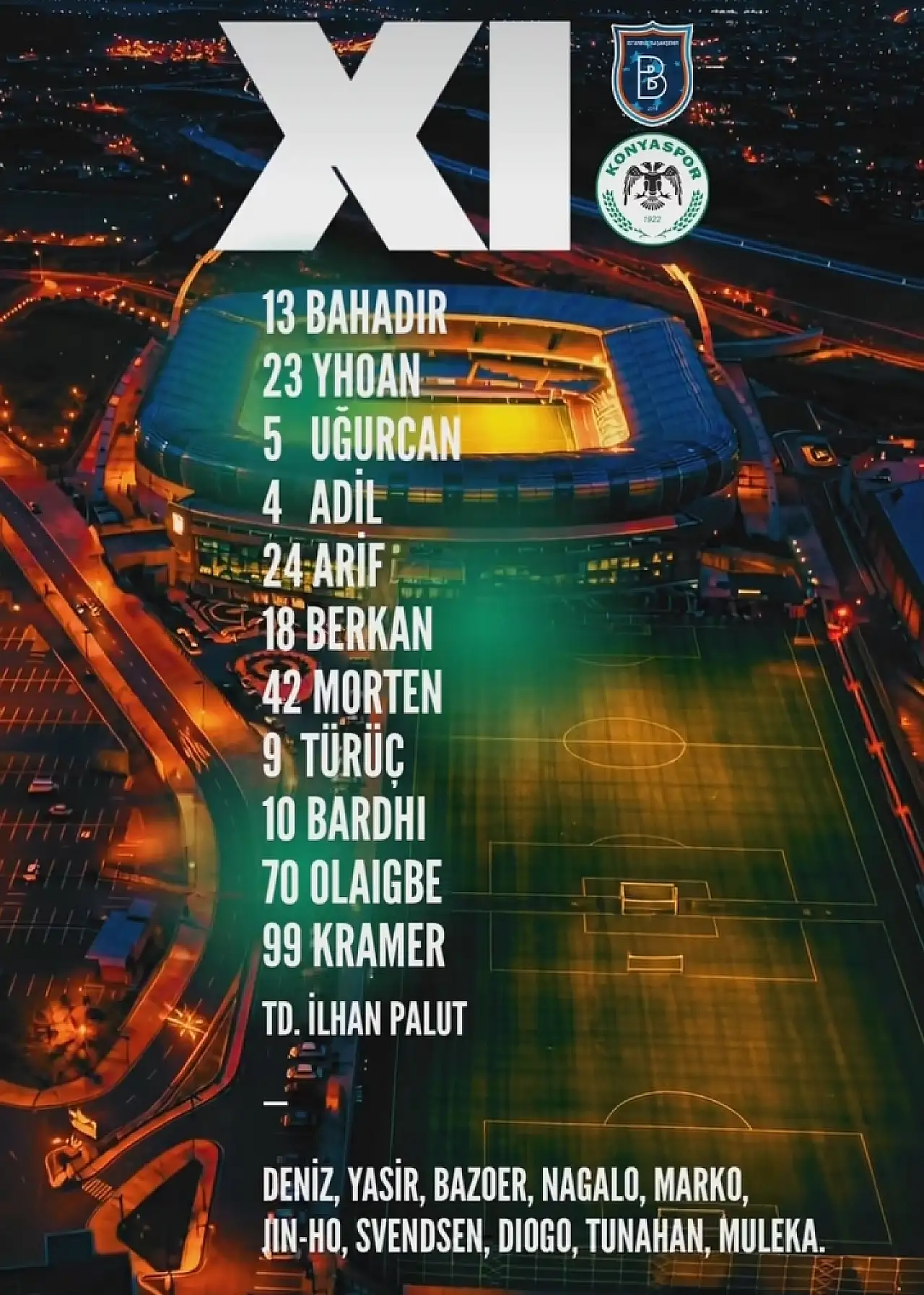 Başakşehir - Konyaspor maçı kadroları belli oldu