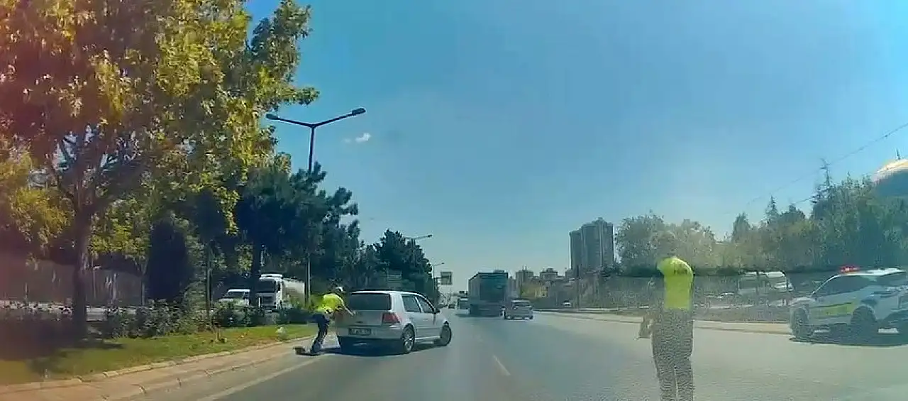 Konya'da sürücünün imdadına polis yetişti