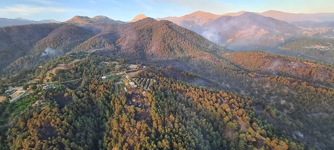 Denizli'nin Babadağ ilçesinde orman yangınıyla mücadele sürüyor