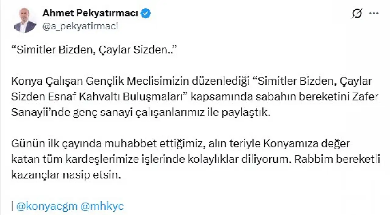 Konya'da simitler başkandan! Anlamlı buluşma...
