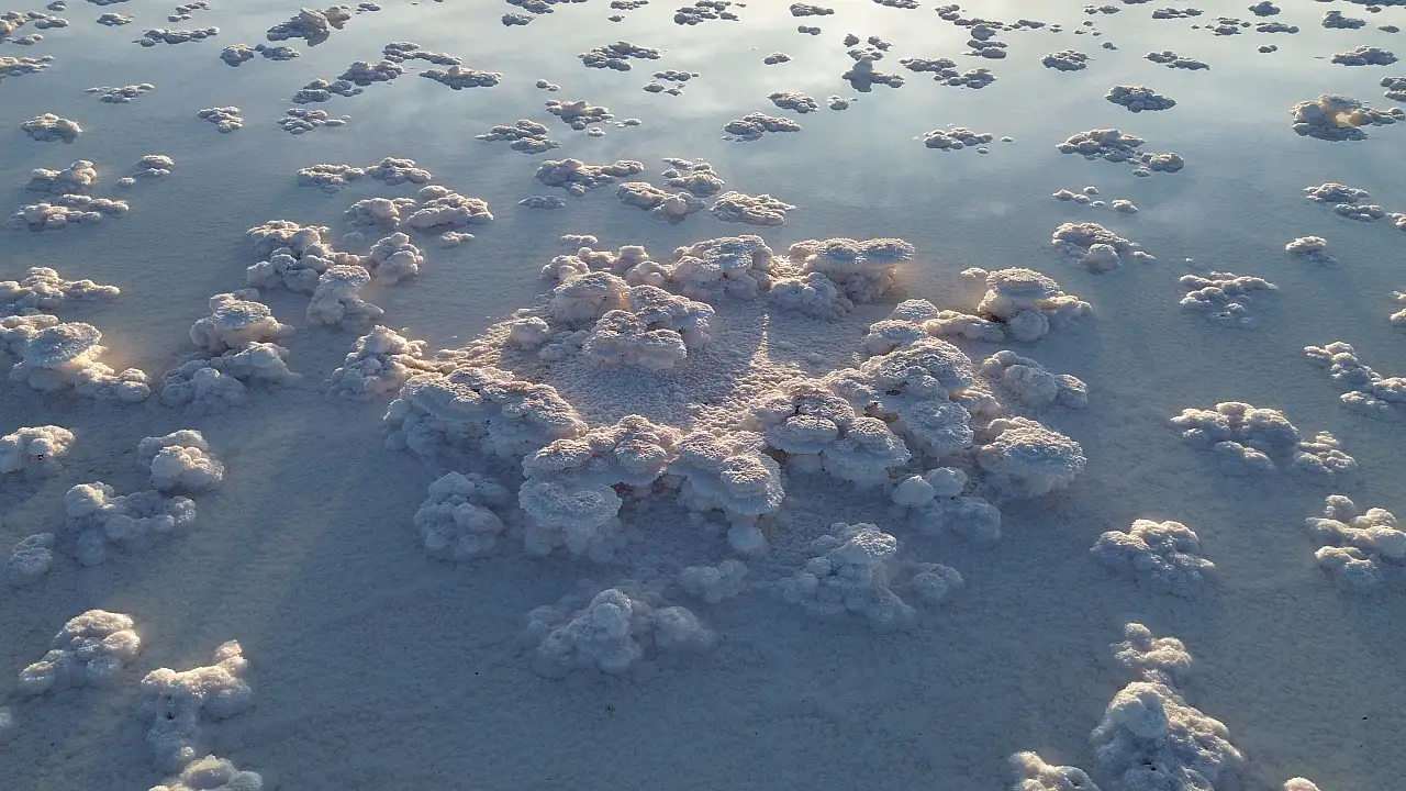 Tuz Gölü'nde sular çekilince ortaya çıktı! Görenleri mest ediyor