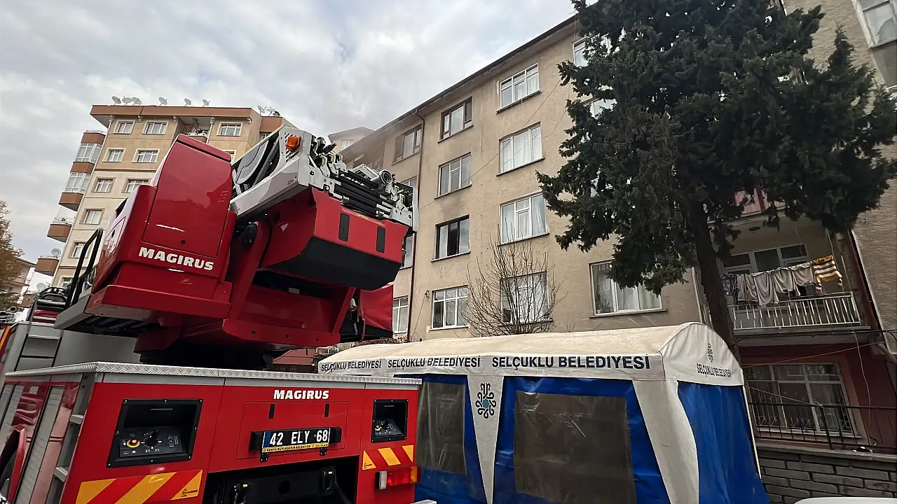 Konya'da ekipleri alarma geçiren olay! 5 katlı binada kombi patladı