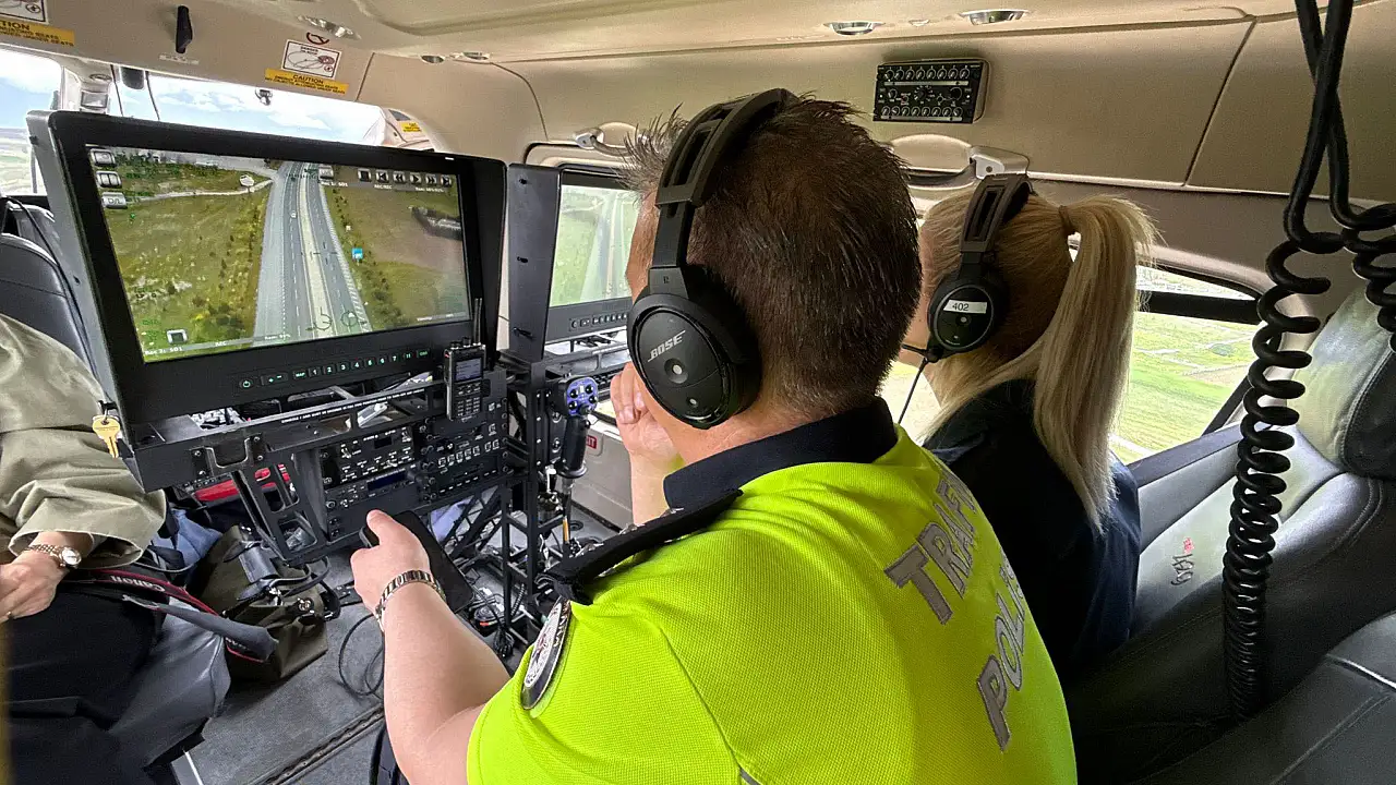 Konya yolunda bayram öncesi helikopter destekli trafik denetimi