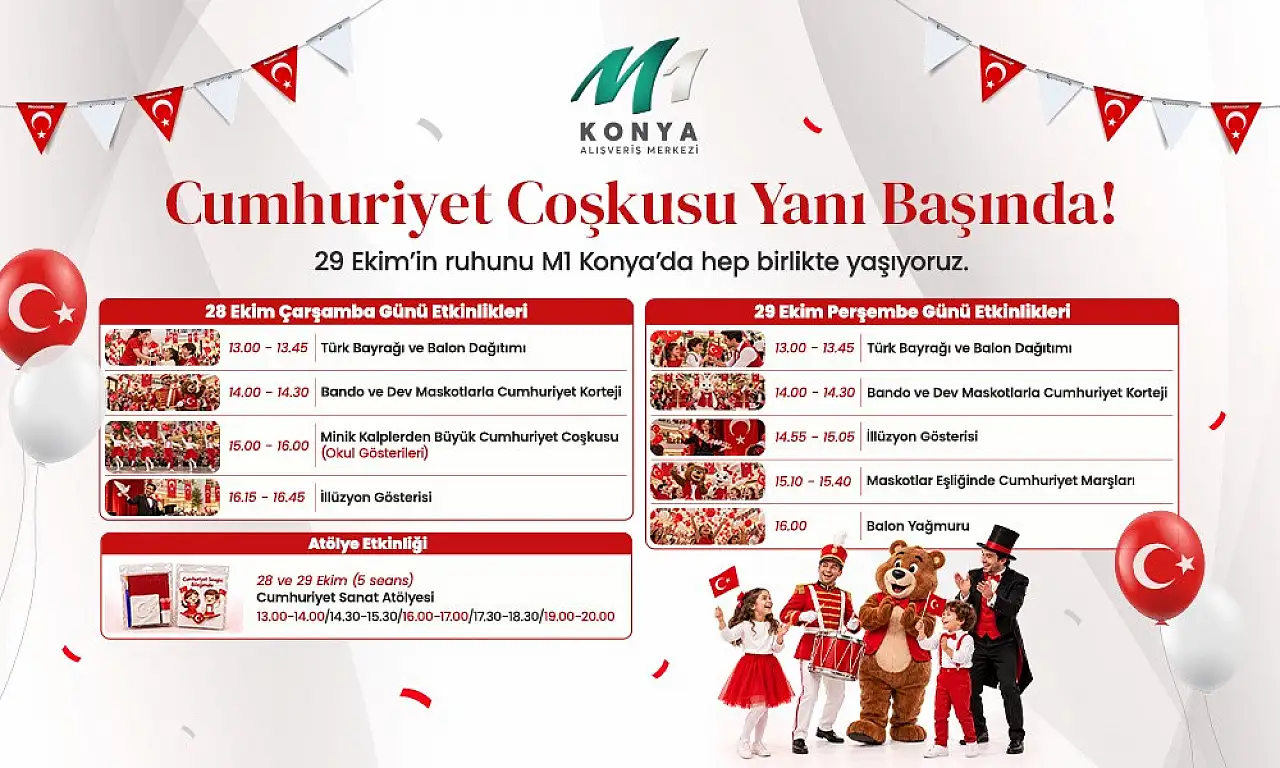 M1 Konya AVM kapılarını Cumhuriyet coşkusuna açıyor: Etkinlik takvimi belli oldu