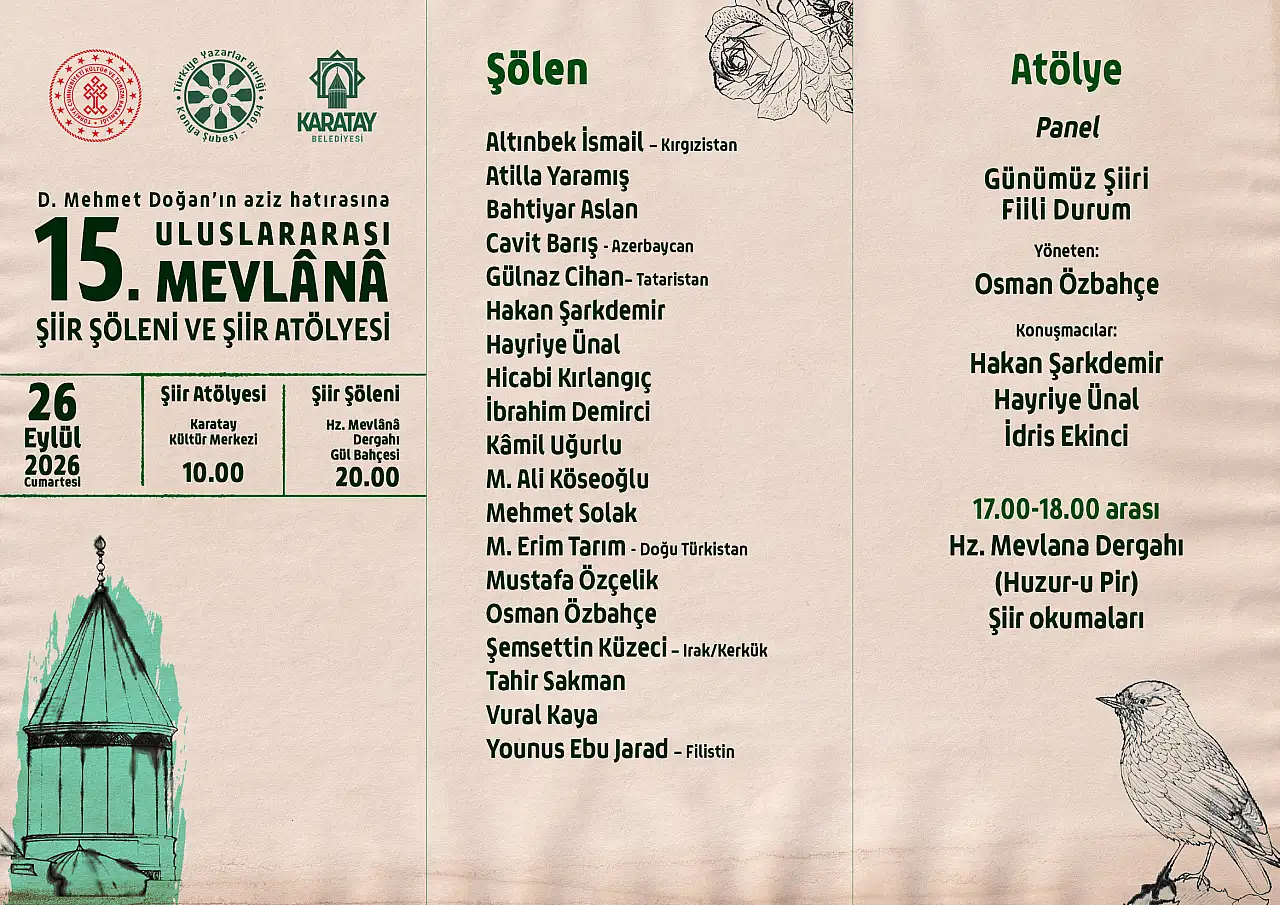 Konya'da şiir şöleni başlıyor! Şairler Mevlânâ'nın huzurunda buluşacak