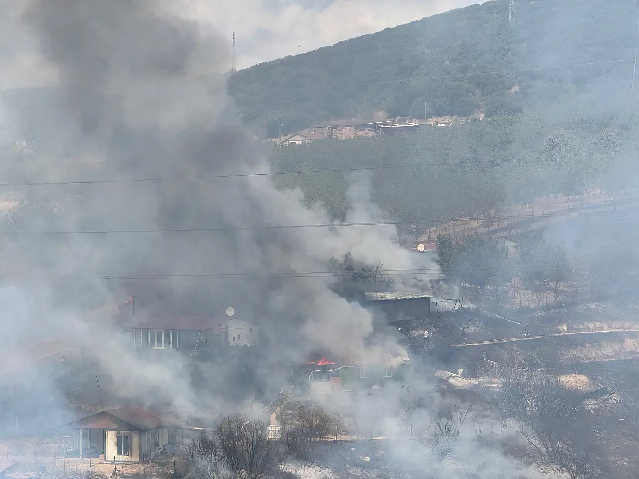 Kocaeli'de yangın: Otluk alanda çıkan yangına müdahale ediliyor