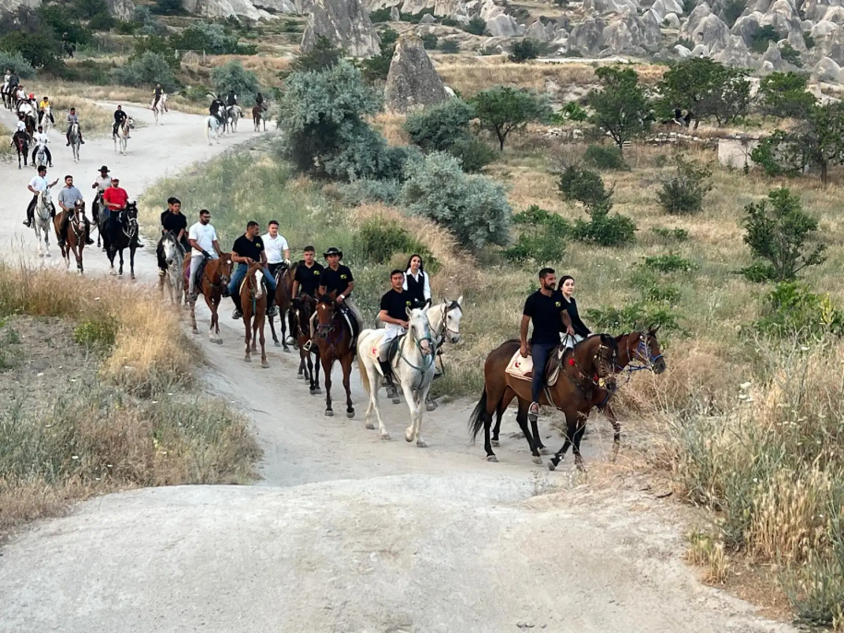 At sırtında doğa turu! Balonlar eşliğinde eşsiz manzara oluştu