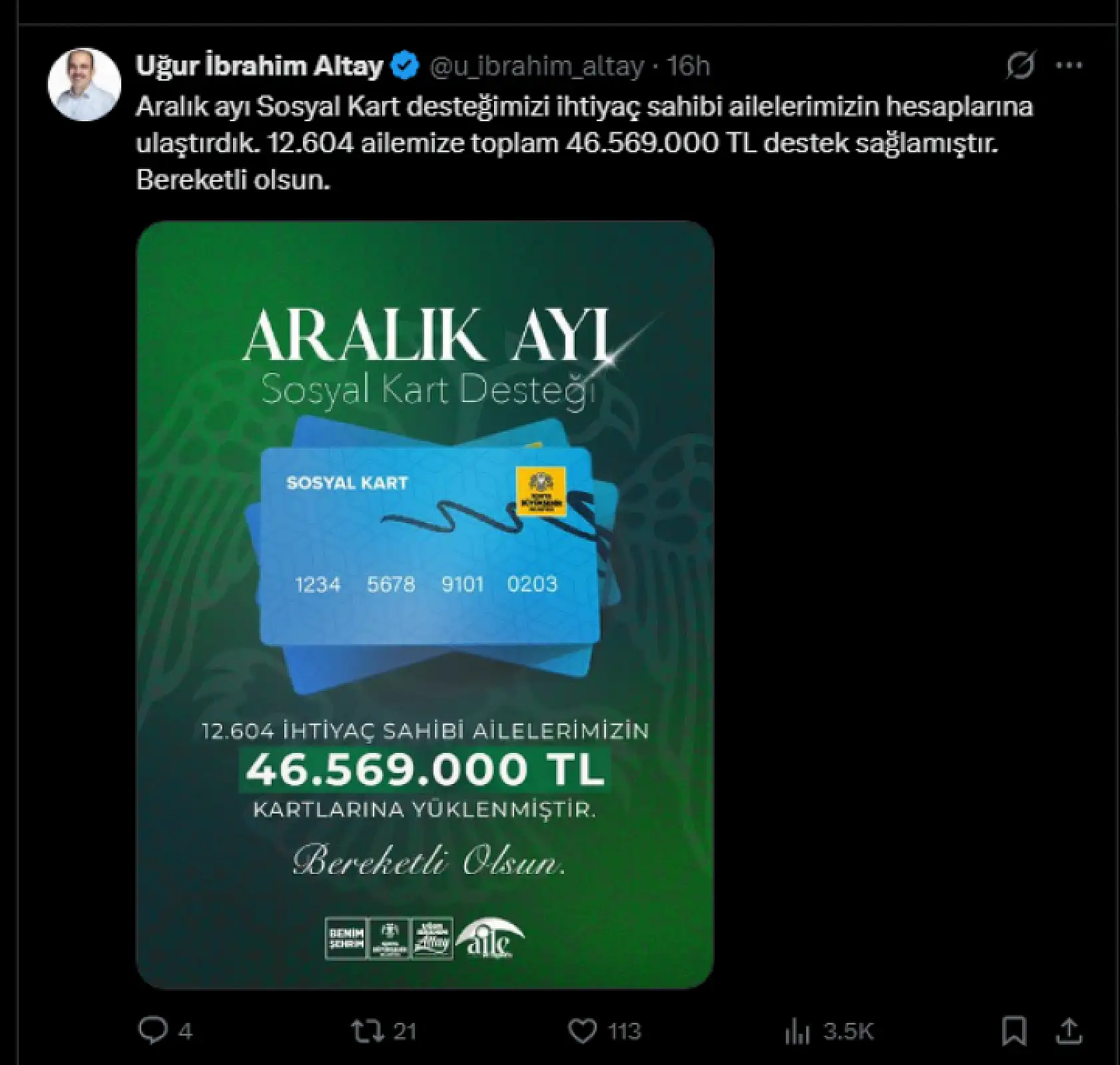 Başkan Altay duyurdu: Konya'da 12 Bin 604 aileye dev destek!