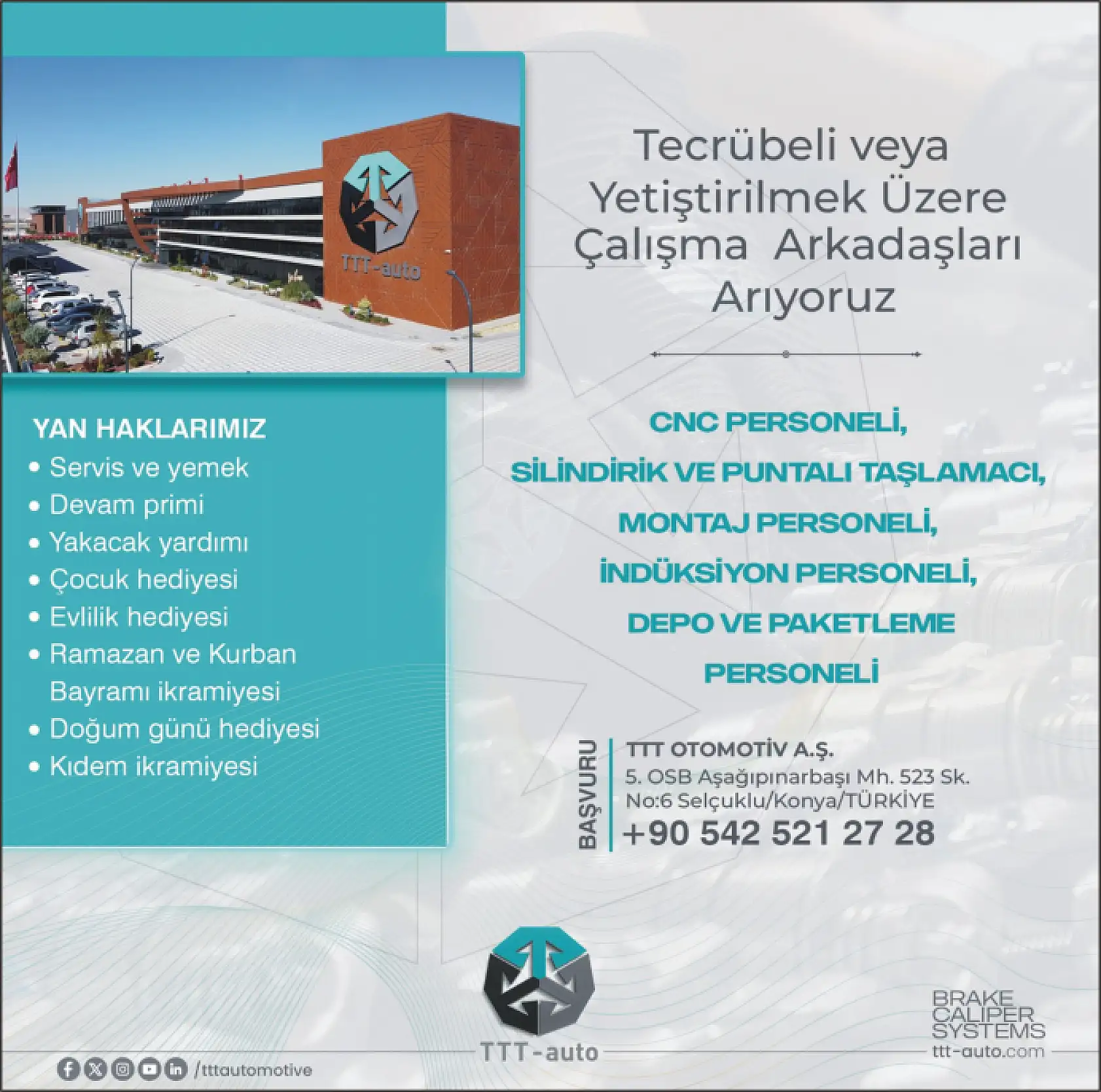 TTT OTOMOTİV A.Ş Çalışma Arkadaşları Alacaktır.