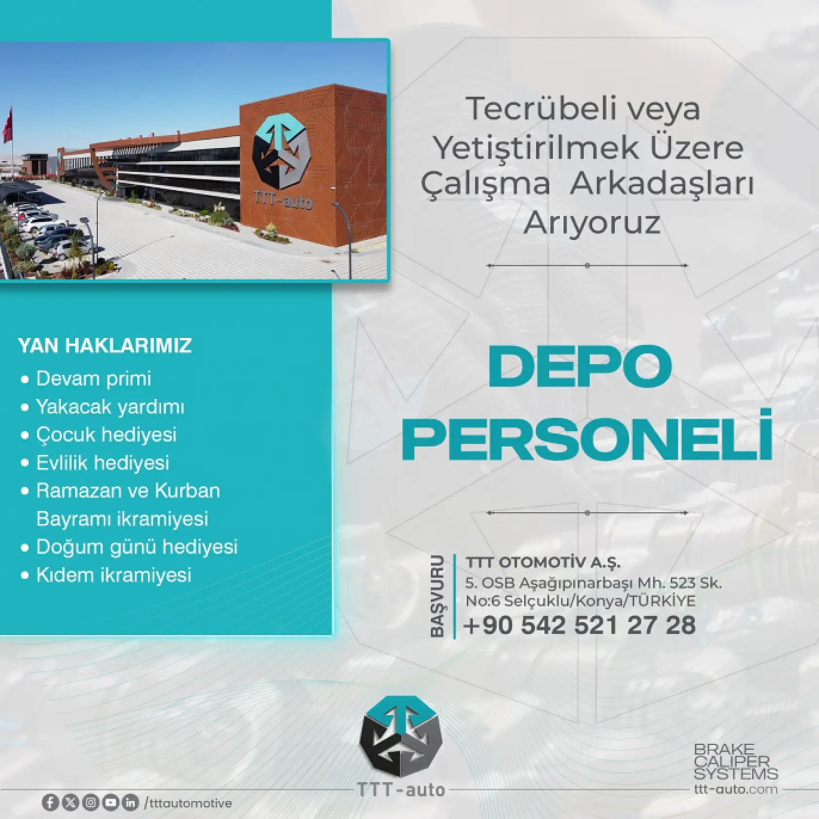 TTT OTOMOTİV A.Ş PERSONEL ALACAKTIR.