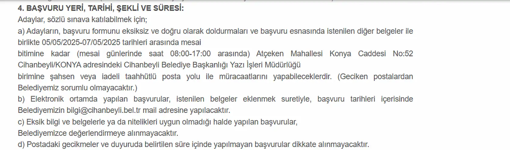Konya'daki o belediye personel alımı yapacak! Başvuru tarihini kaçırmayın