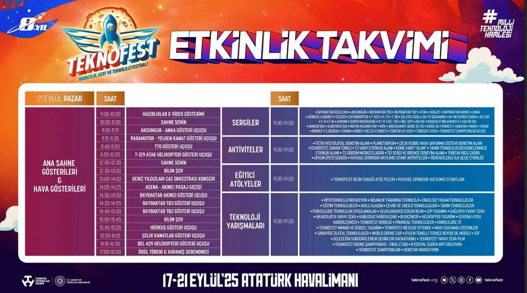 17-21 Eylül Atatürk Havalimanı'nda! Heyecan dolu etkinlik takvimini haberimizde derledik...