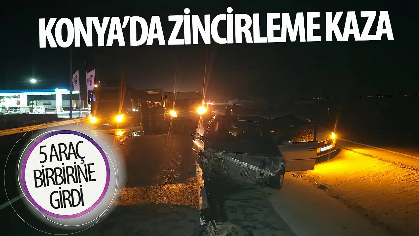 Konya'da 5 aracın karıştığı trafik kazası yaşandı