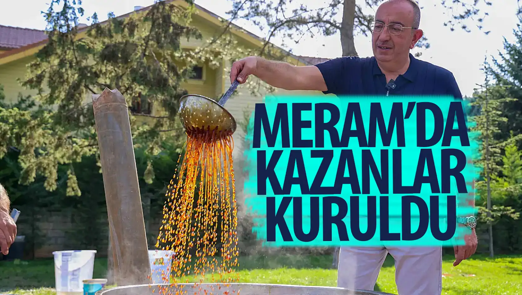 Pekmez ve bulgur kaynatma etkinliği için Meram Bağı'nda üçüncü kez kazanlar kuruldu