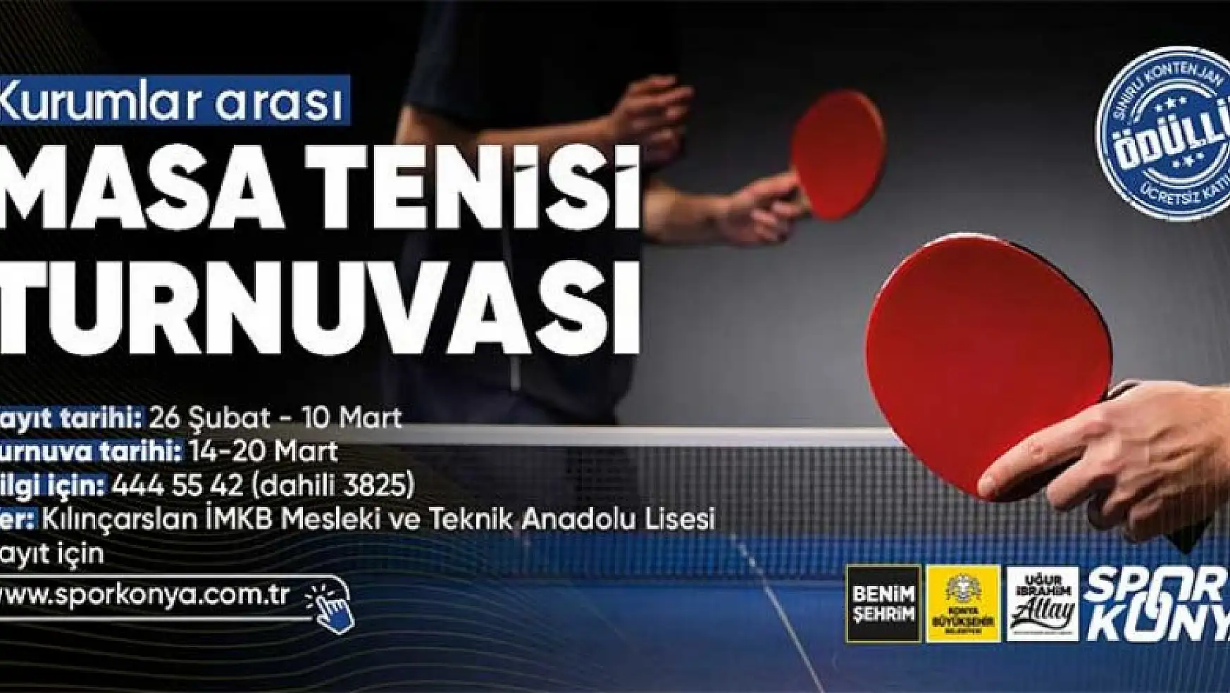 Konya Büyükşehir'den 'Kurumlar Arası Masa Tenisi Turnuvası'