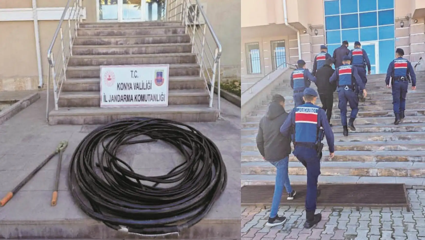 Konya'da kablo hırsızlığı: 3 şüpheli tutuklandı