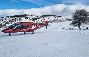 Konya'da kayak keyfi hastanede bitti: Ambulans helikopter sevk edildi