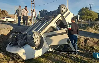 Konya'da korkutan kaza: Araç takla attı