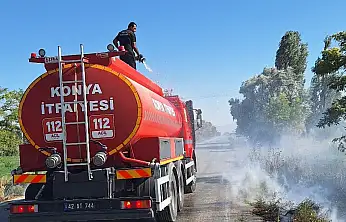 Konya'da ot temizliği için yakılan ateş faciaya dönüşüyordu