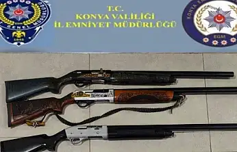 Konya'da polis ekiplerinden ortak operasyon: 6 ruhsatsız tüfek yakalandı