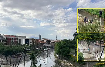 Konya'da sağanak renkli görüntülere sahne oldu