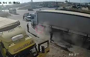 Konya'da TIR tamir ederken patlamaya yakalandı: Ustanın ölümden döndüğü anlar kamerada!