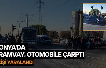 Konya'da tramvay otomobile çarptı: Ekipler olay yerinde!