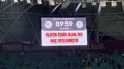 Konya'da dostluk maçı 89.dakikada Filistin özgür olana denk ertelendi: 2-2