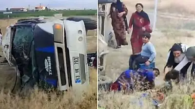 Konya'da işçi servisi kaza yaptı! Çok sayıda yaralı var