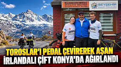 Toroslar'ı pedal çevirerek aşan İrlandalı çift Konya'da ağırlandı